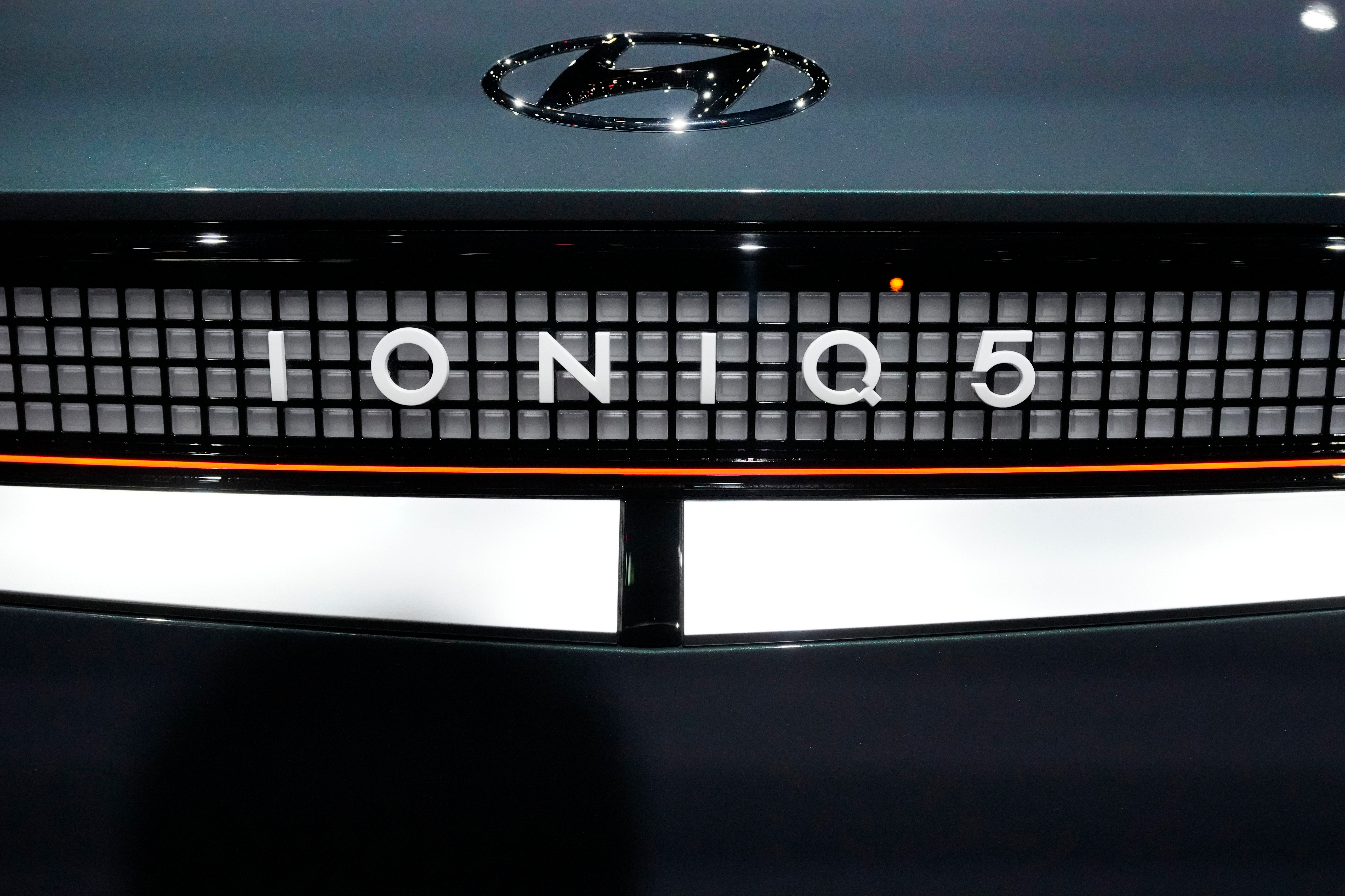 The 2024 Hyundai IONIQ 5 sits on display at the Chicago Auto Show, Thursday, Feb. 9, 2023, in Chicago.