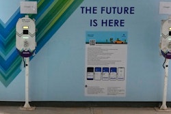Electric Vehicle charging stations are seen a residential building parking area in Mumbai, India.
