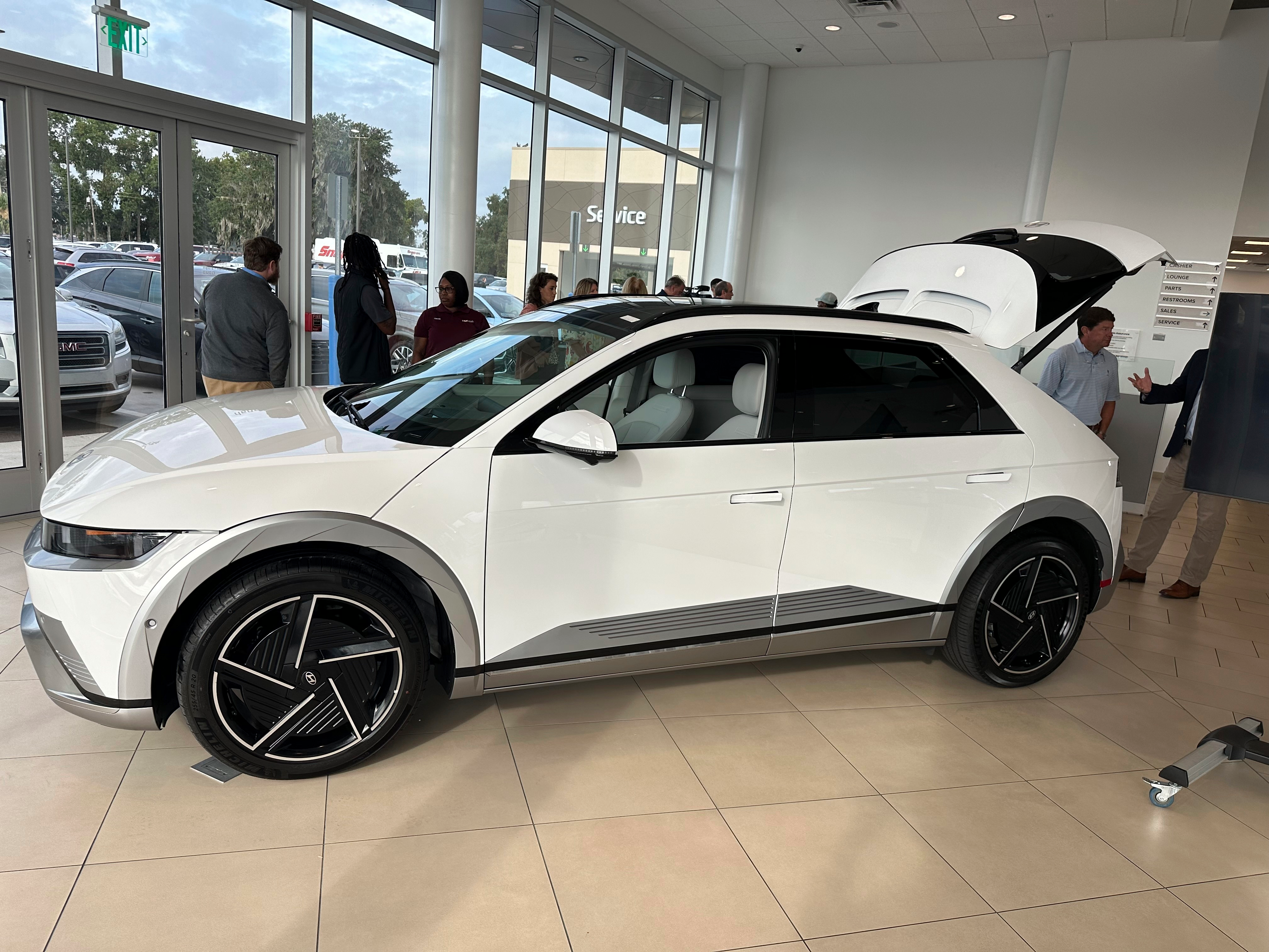 The 2025 model Hyundai Ioniq 5 electric SUV being unveiled at an auto dealership in Savannah, Ga.