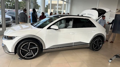The 2025 model Hyundai Ioniq 5 electric SUV being unveiled at an auto dealership in Savannah, Ga.