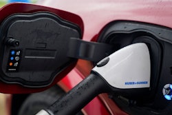 A 2023 Ford Mustang Mach-E charges, Friday, March 8, 2024, at an electric vehicle charging station in London, Ohio.