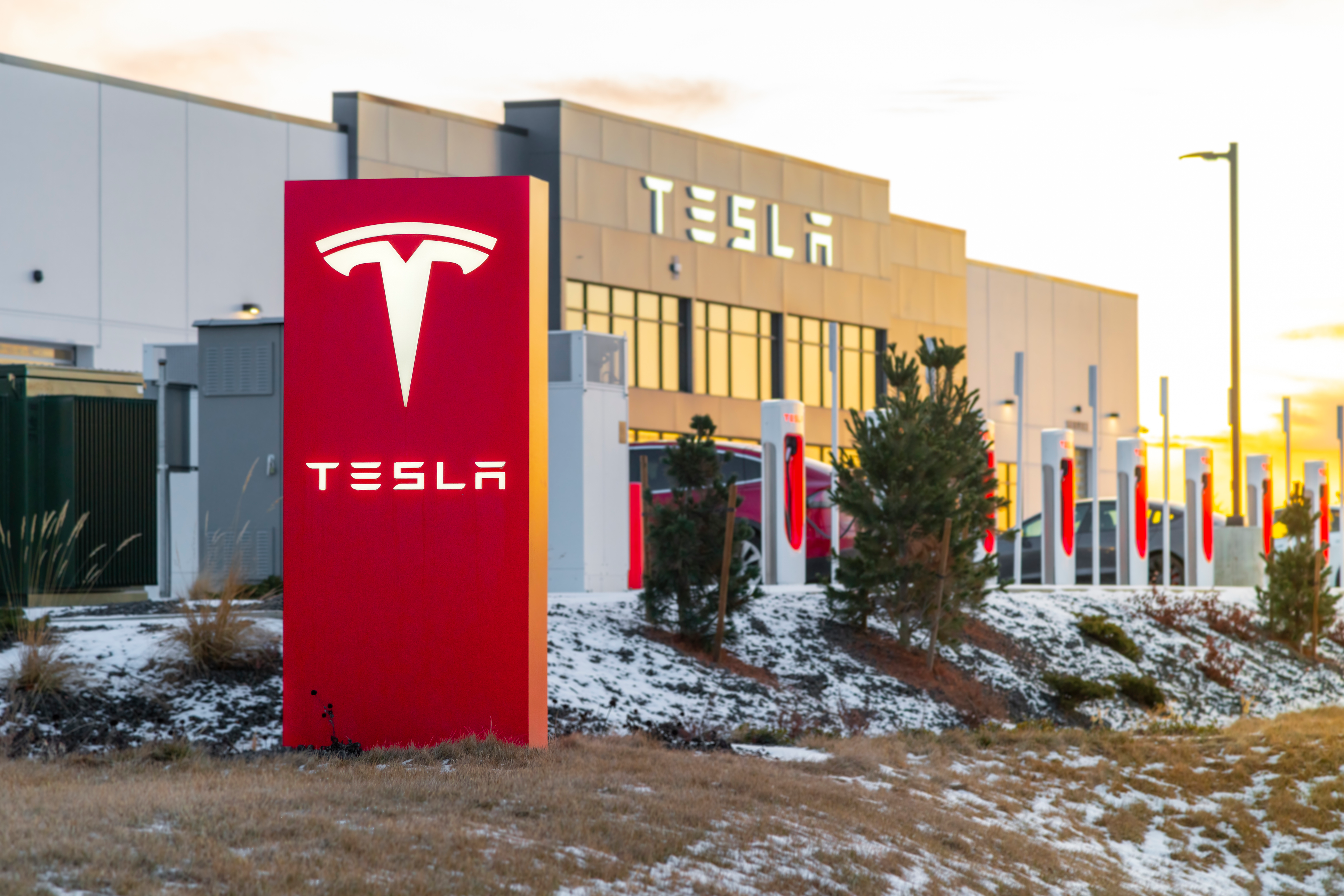 A Tesla service center in Spokane, Washington.