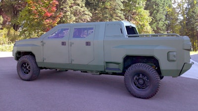 A side view of GM Defense’s Next Gen tactical vehicle.