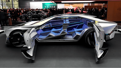 The Peugeot Hypersquare is presented at the Paris Auto Show, in Paris, Monday, Oct. 14, 2024.