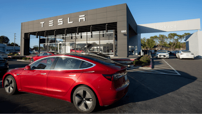 A tesla showroom in California.