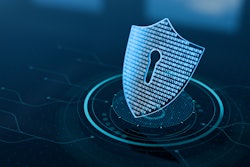 A cybersecurity shield logo.