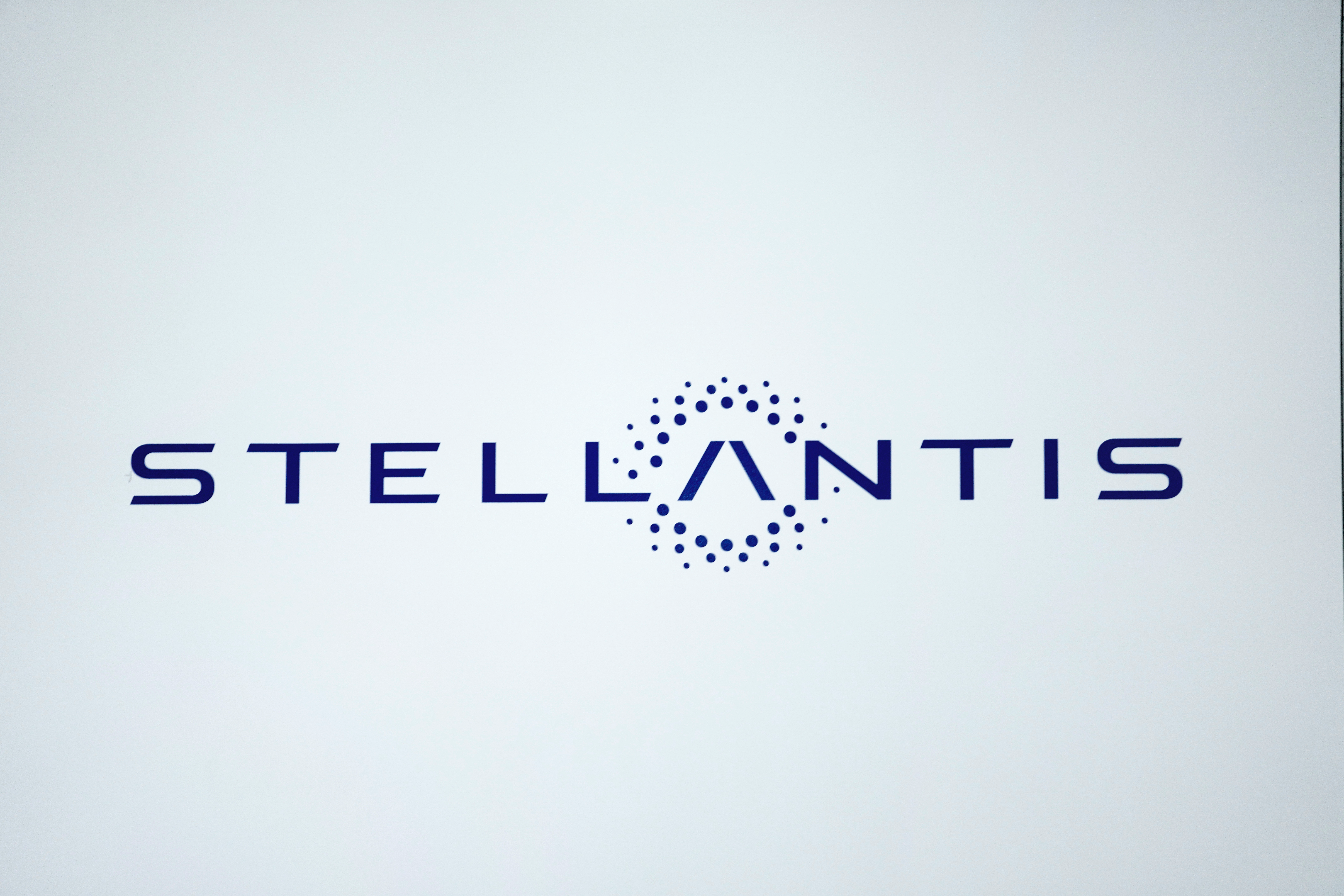 A Stellantis logo is shown at the North American International Auto Show in Detroit, Sept. 13, 2023.