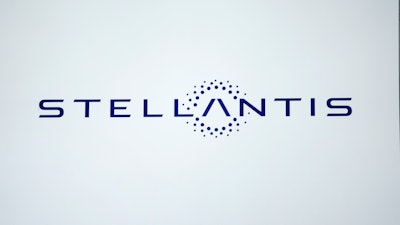 A Stellantis logo is shown at the North American International Auto Show in Detroit, Sept. 13, 2023.