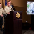 Clark County Sheriff Kevin McMahill briefs the media about the Tesla Cybertruck which exploded in front of the entrance to Trump International Hotel in Las Vegas Wednesday, Jan. 1, 2025, in Las Vegas.