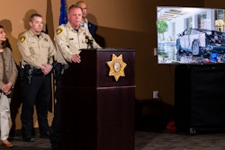 Clark County Sheriff Kevin McMahill briefs the media about the Tesla Cybertruck which exploded in front of the entrance to Trump International Hotel in Las Vegas Wednesday, Jan. 1, 2025, in Las Vegas.