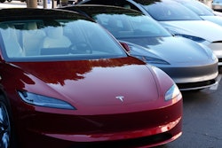 Tesla vehicles are displayed at the AutoMobility LA Auto Show, in Los Angeles, Nov. 21, 2024.
