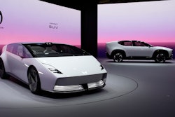 The Honda 0 SUV, right, and Honda 0 Saloon EV prototypes are on display at the Honda booth during the CES tech show Tuesday, Jan. 7, 2025, in Las Vegas.