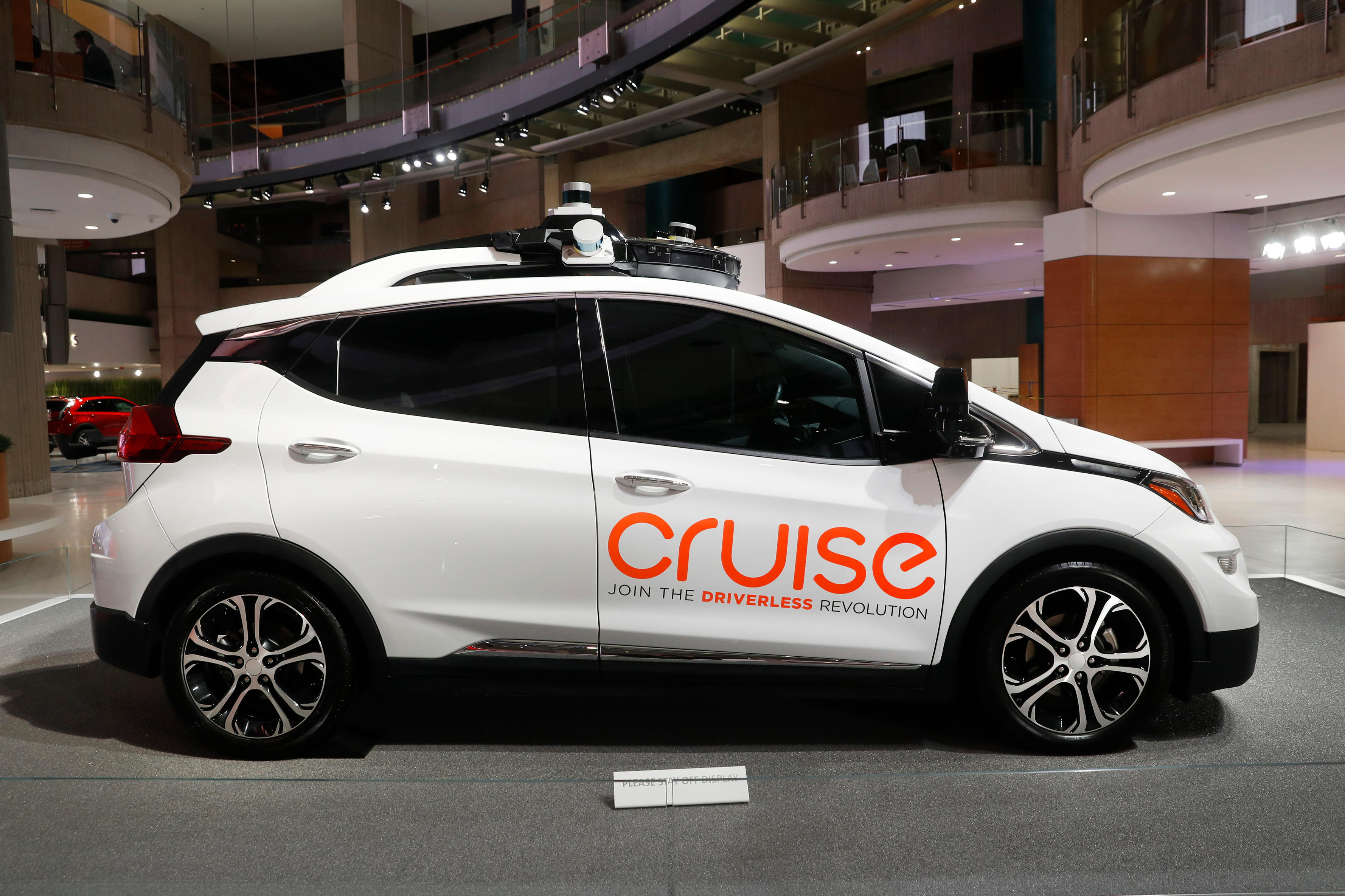 Cruise AV, General Motor's autonomous electric Bolt EV, is seen on Wednesday, Jan. 16, 2019, in Detroit, Mi.