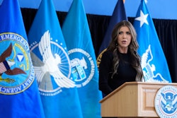Homeland Security Secretary Kristi Noem speaks to employees at the Department of Homeland Security, Tuesday, Jan. 28, 2025, in Washington.