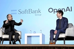 SoftBank Chief Masayoshi Son, left, and OpenAI Chief Sam Altman hold a talk during an event for enterprises in Tokyo, in Tokyo, Monday, Feb. 3, 2025.