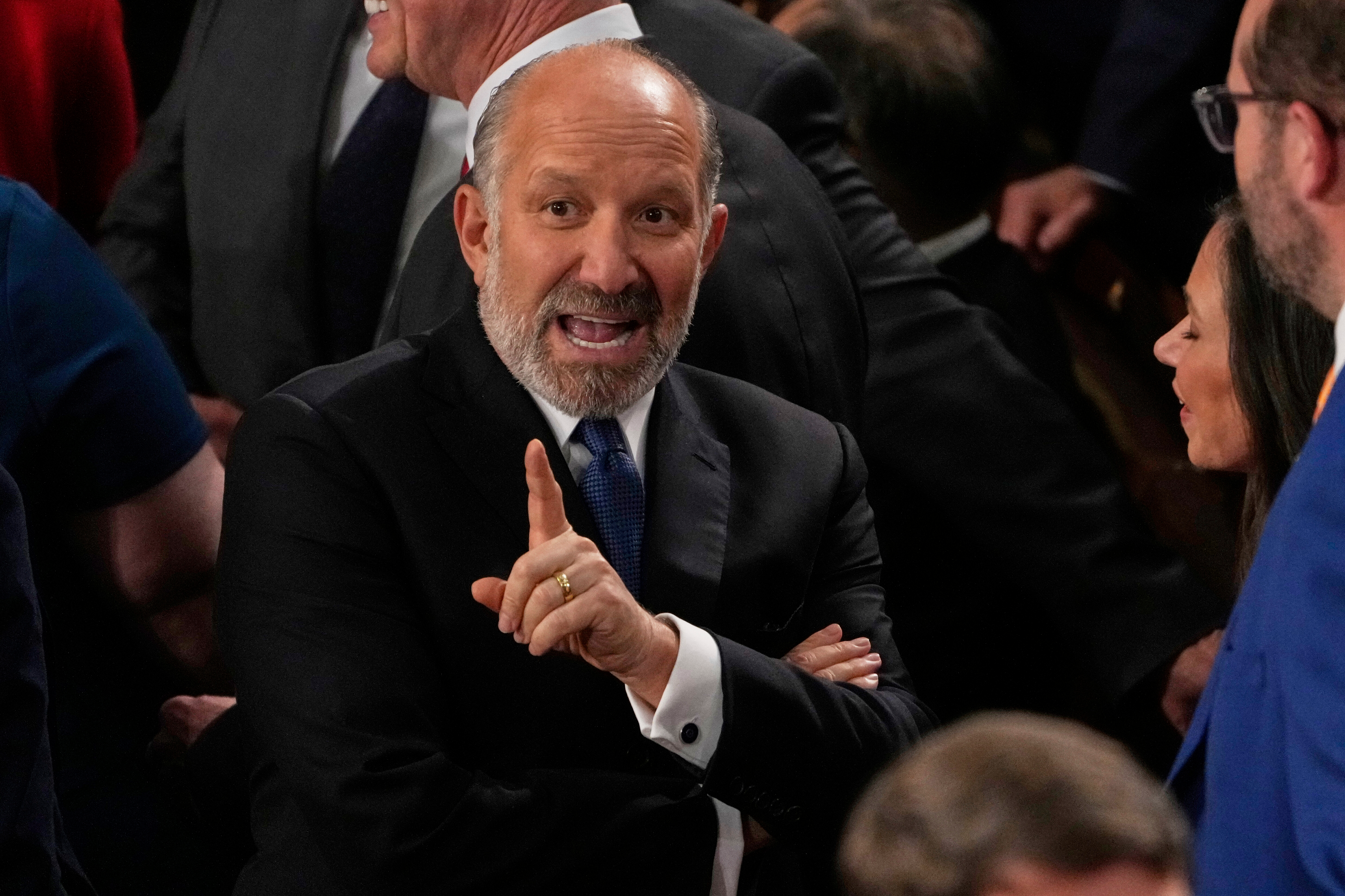 Commerce Secretary Howard Lutnick arrives before President Donald Trump addresses a joint session of Congress in the House chamber at the U.S. Capitol in Washington, Tuesday, March 4, 2025.