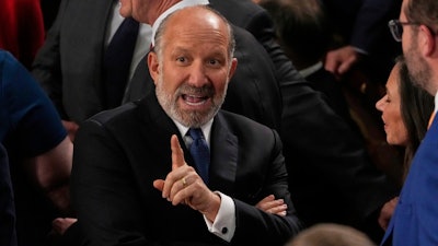 Commerce Secretary Howard Lutnick arrives before President Donald Trump addresses a joint session of Congress in the House chamber at the U.S. Capitol in Washington, Tuesday, March 4, 2025.
