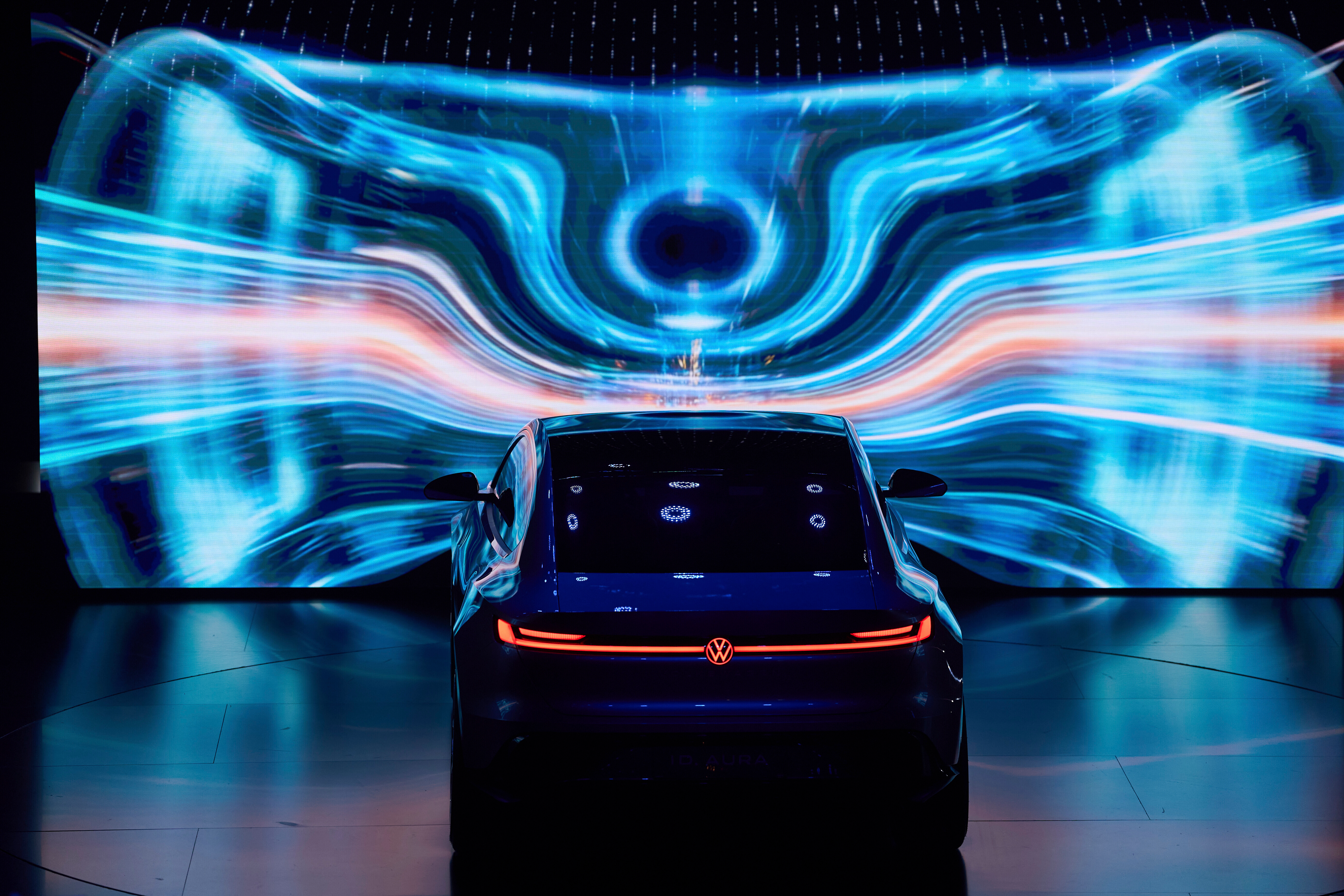 A concept car is shown during the Volkswagen Group media night ahead of the Auto Show in Shanghai, Tuesday, April 22, 2025.