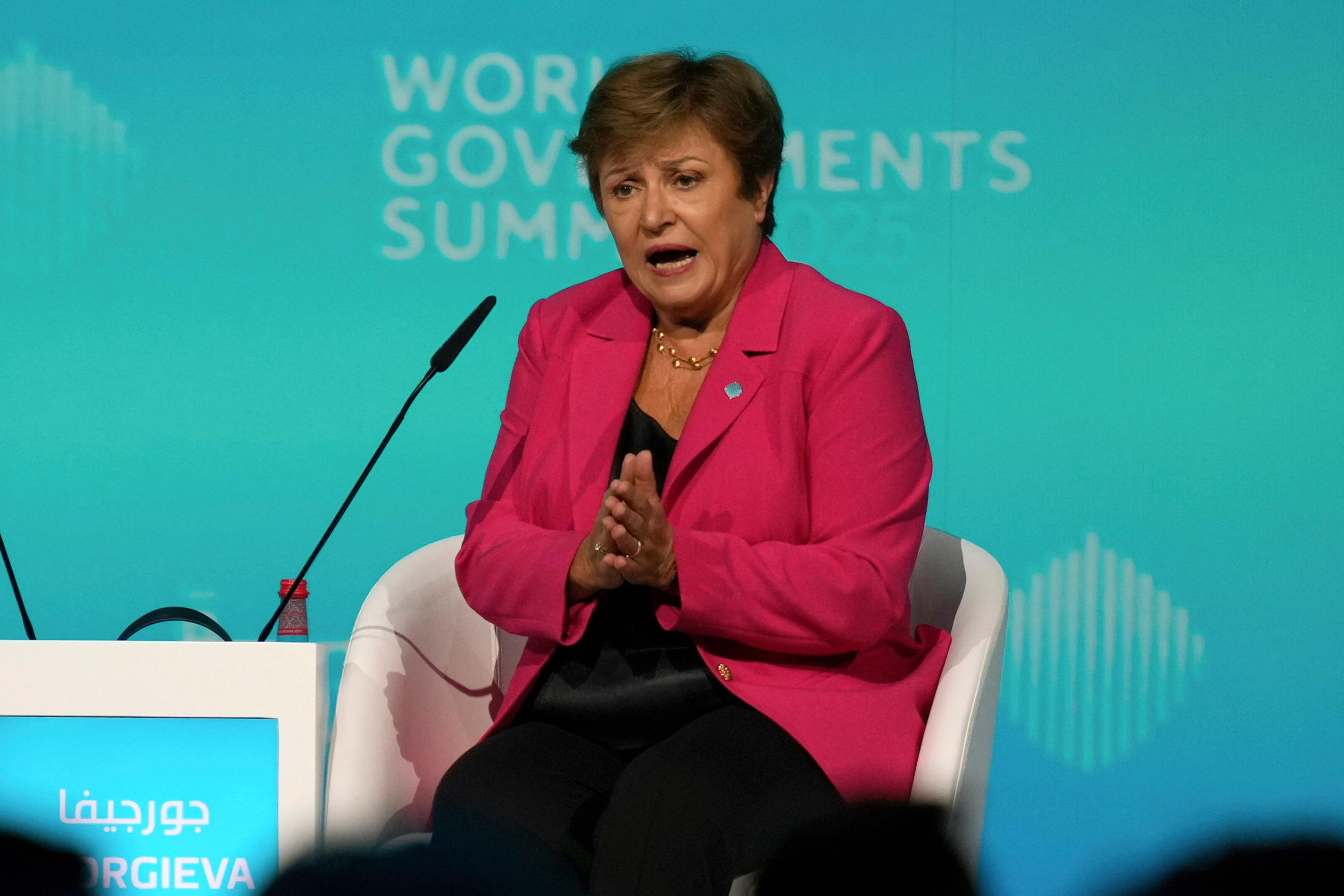 International Monetary Fund Managing Director Kristalina Georgieva, talks to CNN Anchor Richard Quest during the World Governments Summit in Dubai, United Arab Emirates, on Feb. 11, 2025.