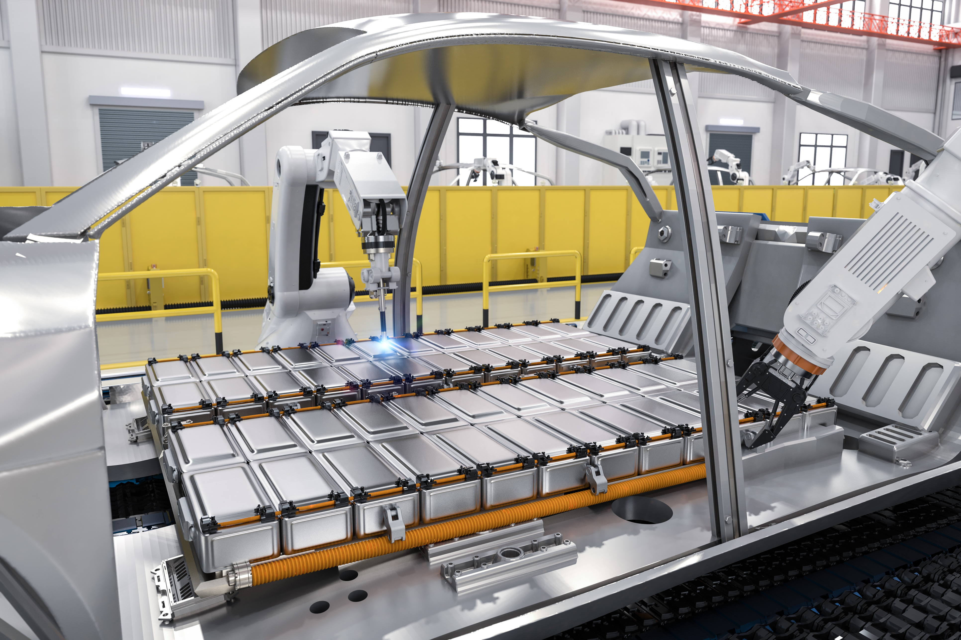 Rendering of an autonomous EV battery factory.