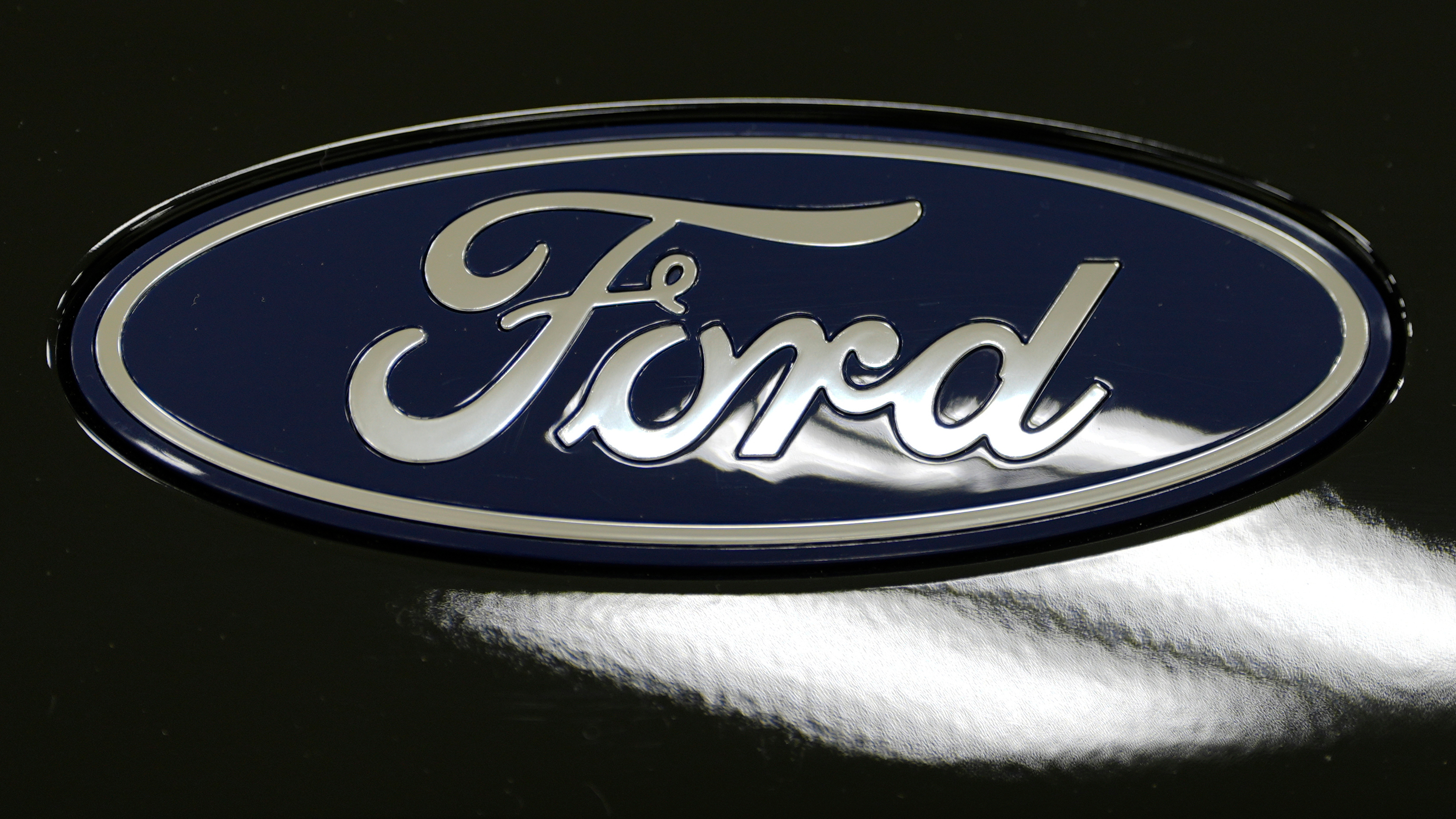 A Ford logo is seen on a 2025 Ford Expedition during a media tour at the Ford Motor Company Kentucky Truck Plant, Wednesday, April 30, 2025, in Louisville, Ky.