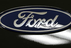 A Ford logo is seen on a 2025 Ford Expedition during a media tour at the Ford Motor Company Kentucky Truck Plant, Wednesday, April 30, 2025, in Louisville, Ky.