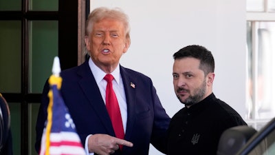 President Donald Trump welcomes Ukraine President Volodymyr Zelenskyy at the White House in Washington, Friday, Feb. 28, 2025.