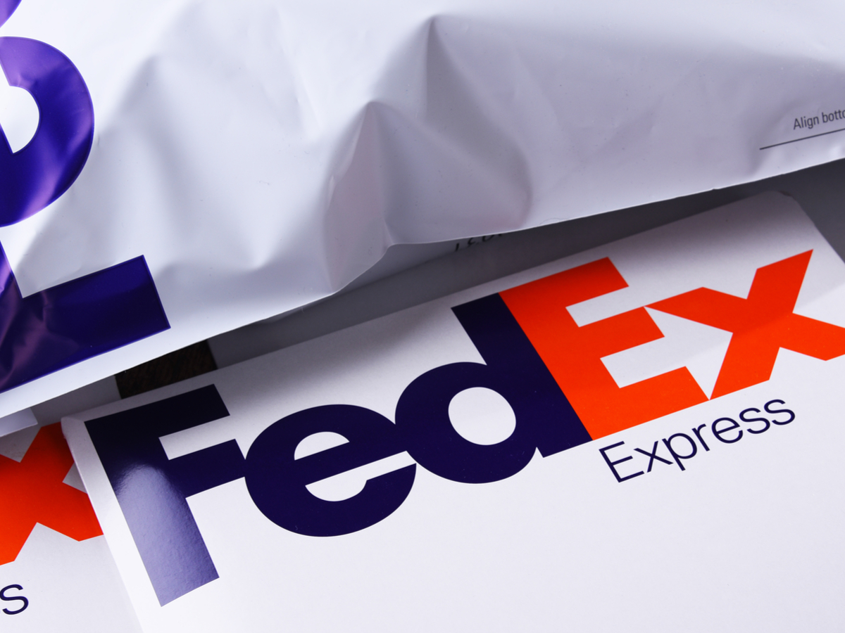 A close-up view of two FedEx Corp. parcels. Photo: Shutterstock.