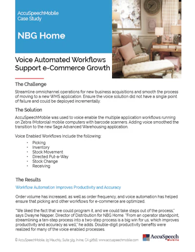 Voice Automated Workflows Support eCommerce Growth at NBG Home