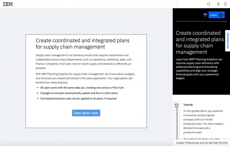 Planning Analytics Supply Chain Guided Demo