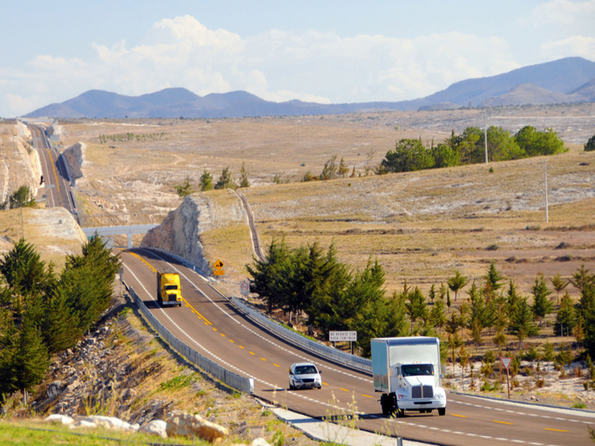 Trucks on a highway.