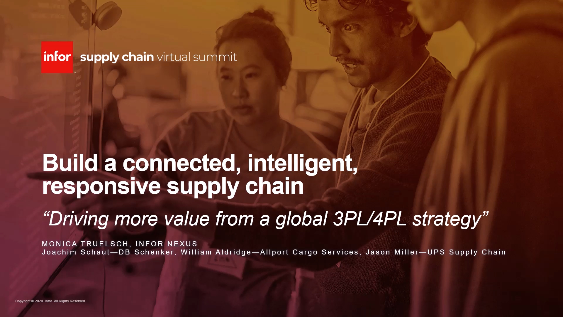 Listen to this discussion Infor, DB Schenker,UPS Supply Chain, and Allport Cargo Services USA on the strategies and benefits of utilizing a commerce network.