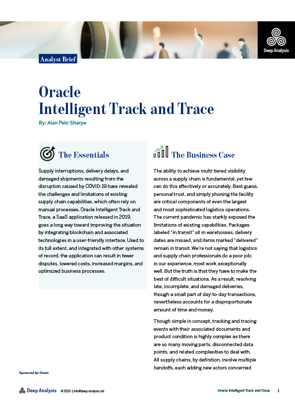 Oracle Intelligent Track Trace