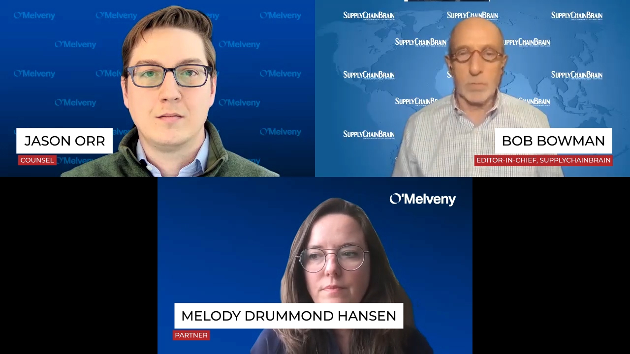 A discussion about the evolution and use of automated vehicles (AVs) in warehouses and other industrial settings, with two attorneys in the Automated and Connected Vehicles Group of O’Melveny & Myers LLP: partner and group leader Melody Drummond Hansen, and counsel Jason Orr.