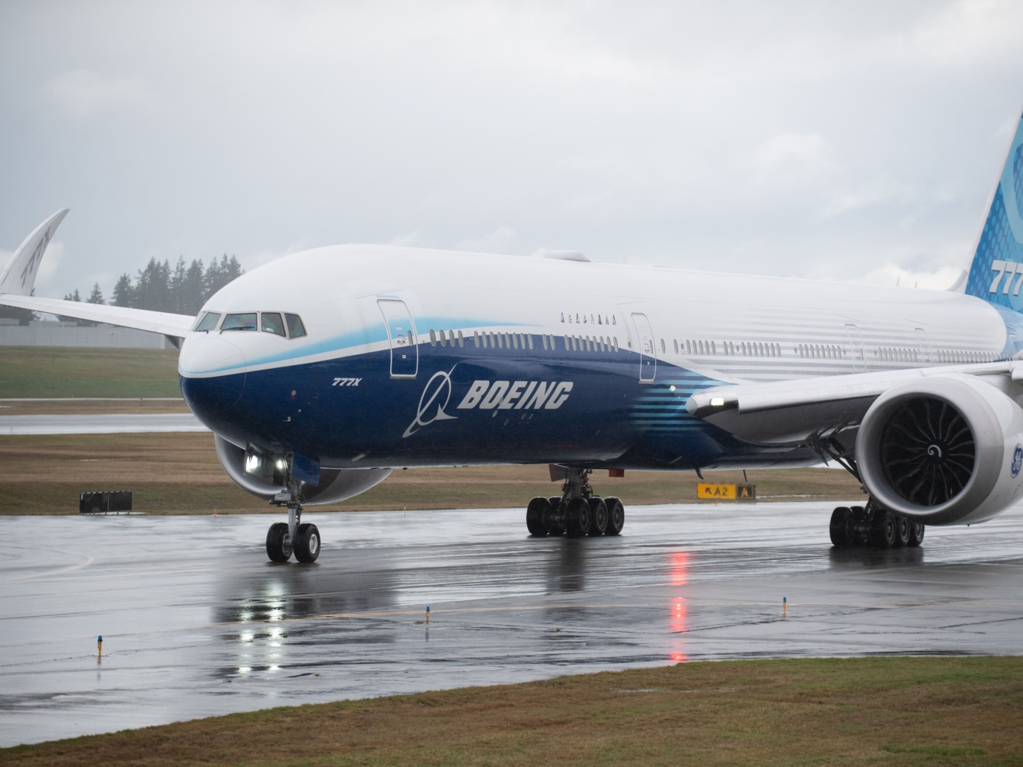 A Boeing Co. 777X airplane. Photo: Bloomberg.