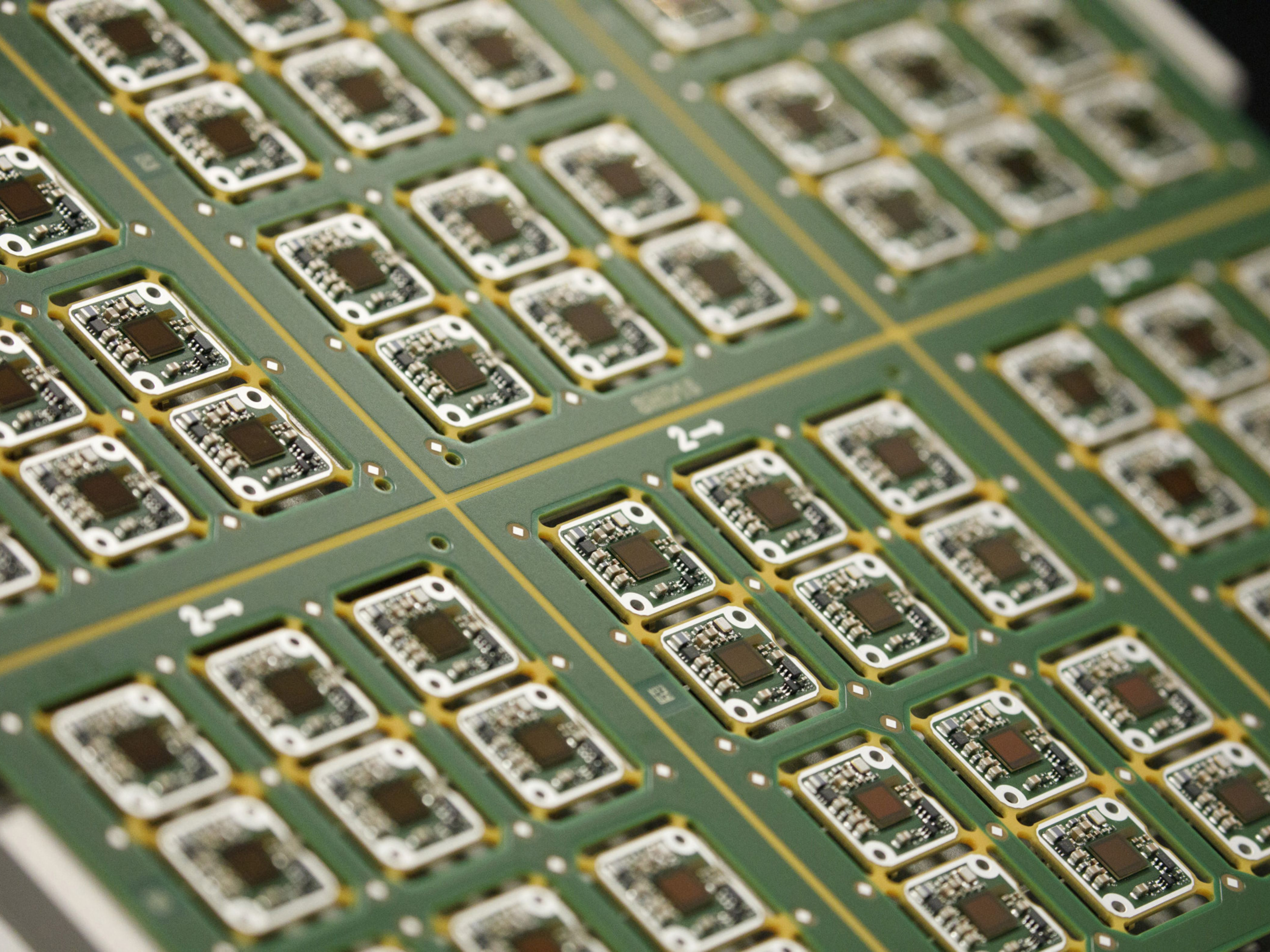 A sheet of sensor circuits. Photo: Bloomberg.