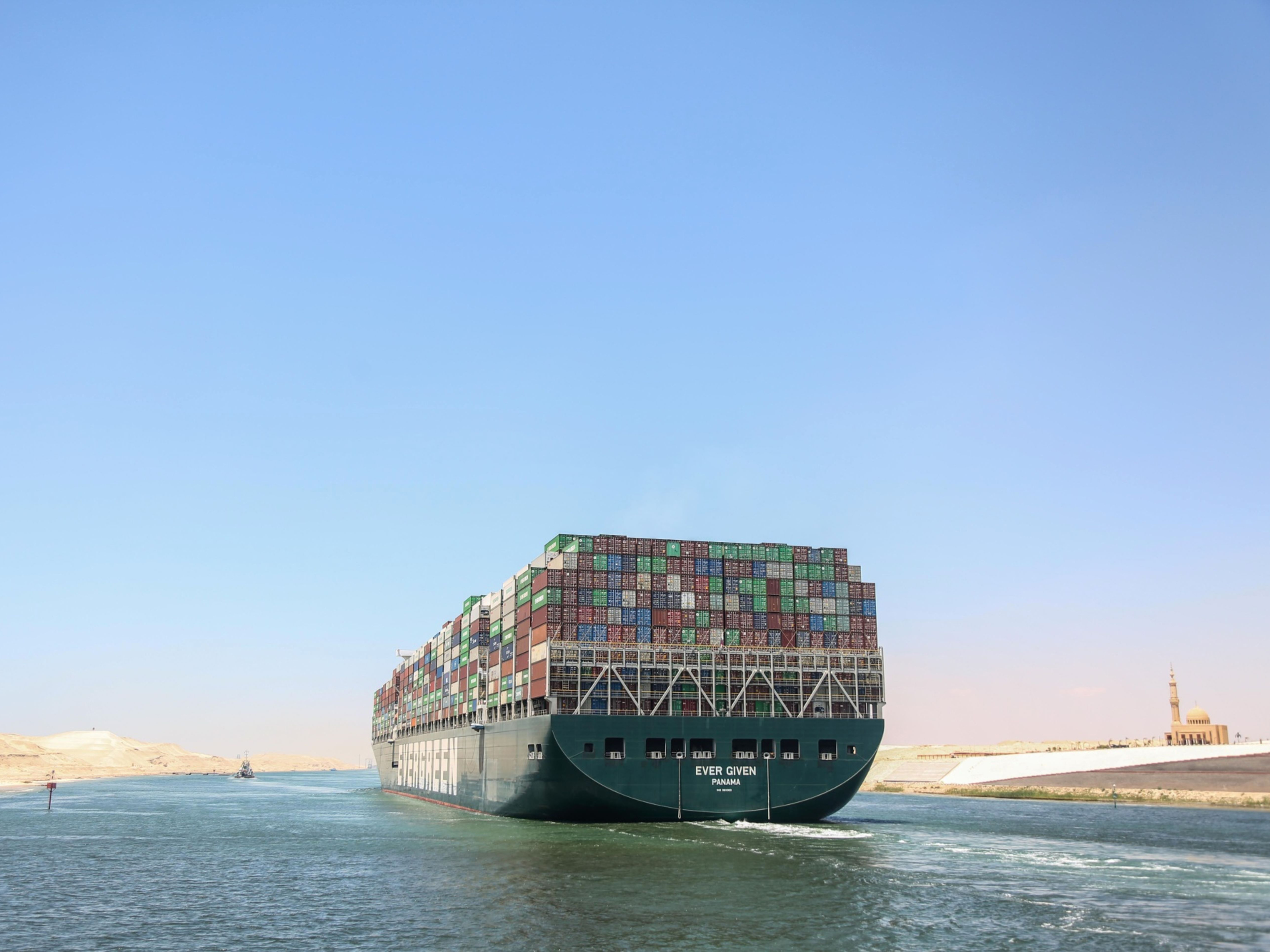 The Ever Given container ship departs the Suez Canal in Egypt on July 7. Photo: Bloomberg.