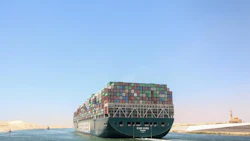 The Ever Given container ship departs the Suez Canal in Egypt on July 7. Photo: Bloomberg.