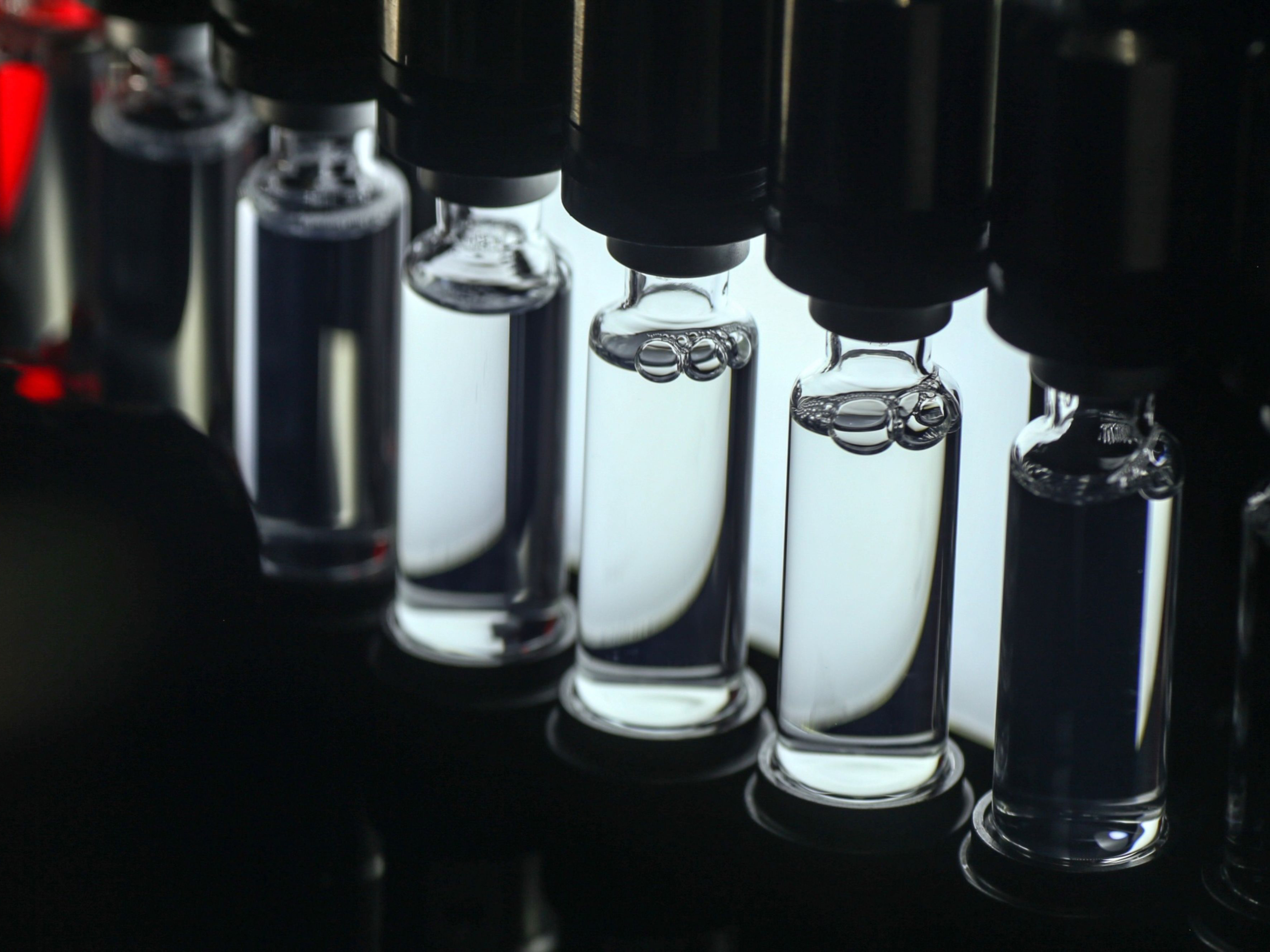 Glass pharmaceutical vials on the production line. Photo: Bloomberg.