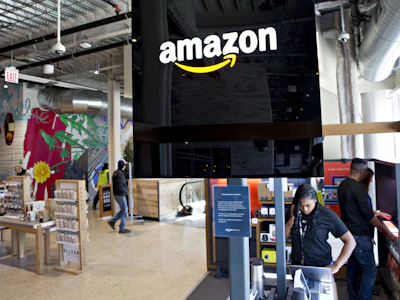 Signage is displayed in at an Amazon.com Inc. Pop-Up store in Chicago, Illinois. Photo: Bloomberg.