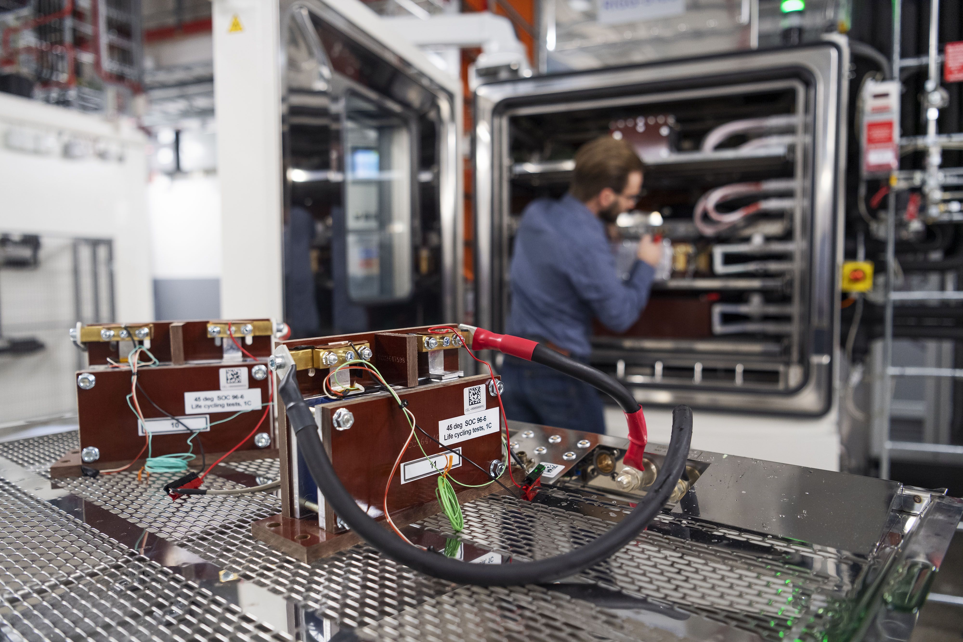 Equipment sits on a counter at the Battery Laboratory at the Volvo Car AB headquarters in Gothenburg, Sweden. Photo: Bloomberg.
