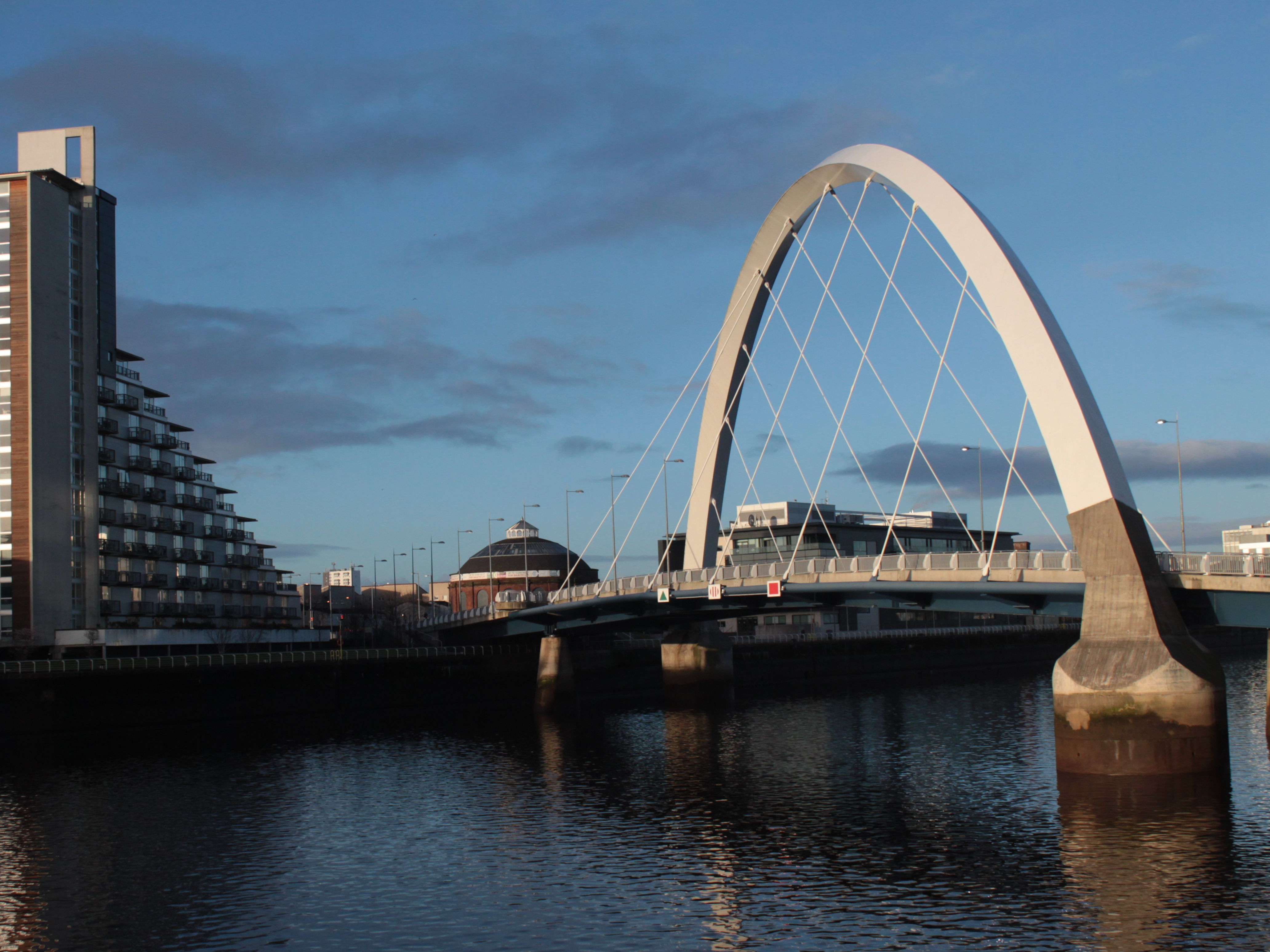 The Clyde Arc bridge spans the River Clyde in Glasgow, Scotland. Photo: Getty Images.