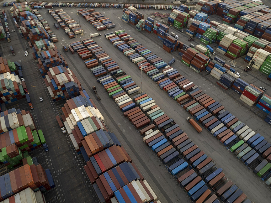 Shipping containers in the Port of Los Angeles in Los Angeles, California. Photo: Bloomberg.