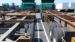 Truck chassis sit at a shipping terminal. Photo: Getty Images.