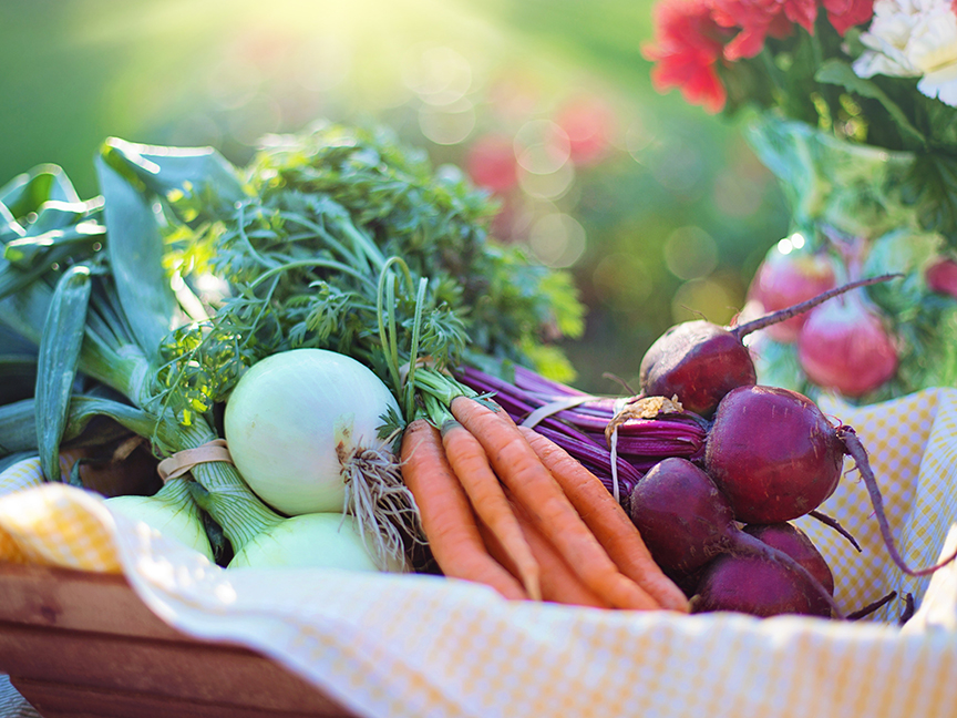 Vegetables are assorted in a basket. Photo: Jill Wellington/ Pexels.