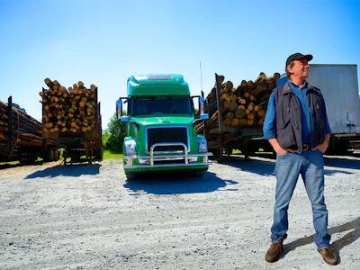 A driver poses in front of his truck. Photo: Getty Images.