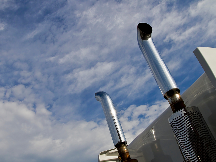 Exhaust pipes on a truck. Photo: Getty.