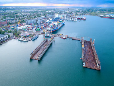 Empty dry docks at the Port of Odessa in Odessa, Ukraine. Photo: Andrey Sarymsakov/ Canva.