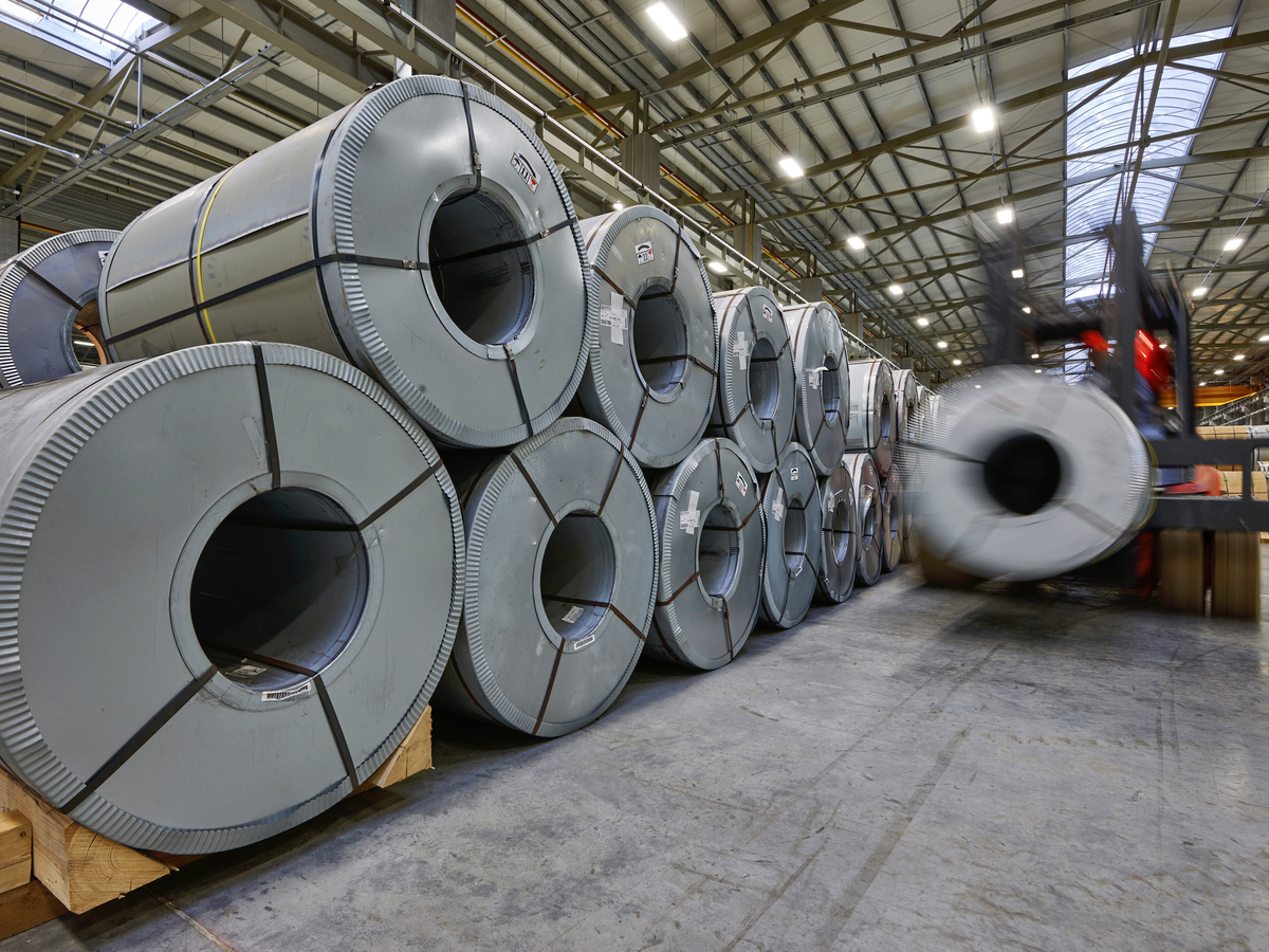 Rolls of steel in a warehouse. Photo: Shutterstock.