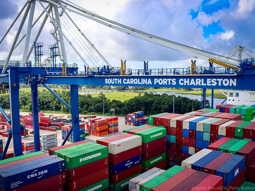 View from a ship-to-shore crane at Wando Welch Terminal in Charleston County, South Carolina. Photo: South Carolina Ports Authority/ English Purcell.